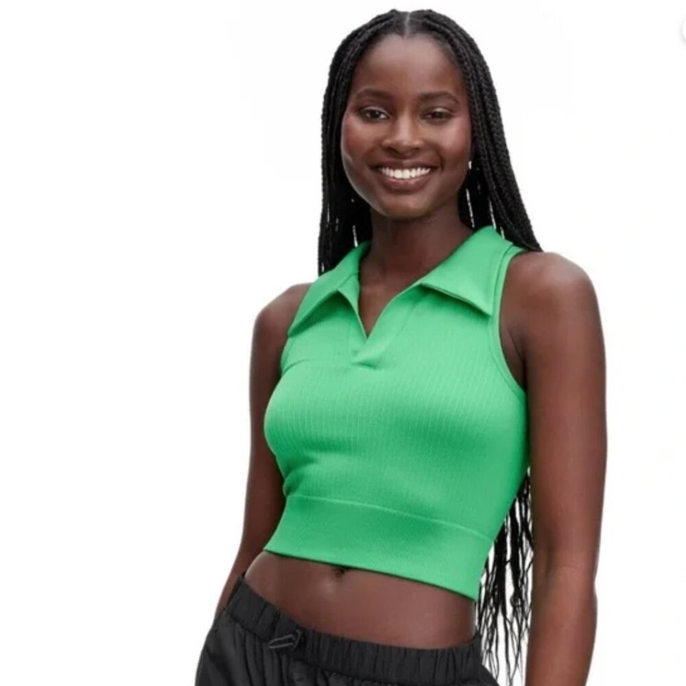 Diane von Furstenberg DVF for Target Green Collared Ribbed Polo Sports Bra (S)